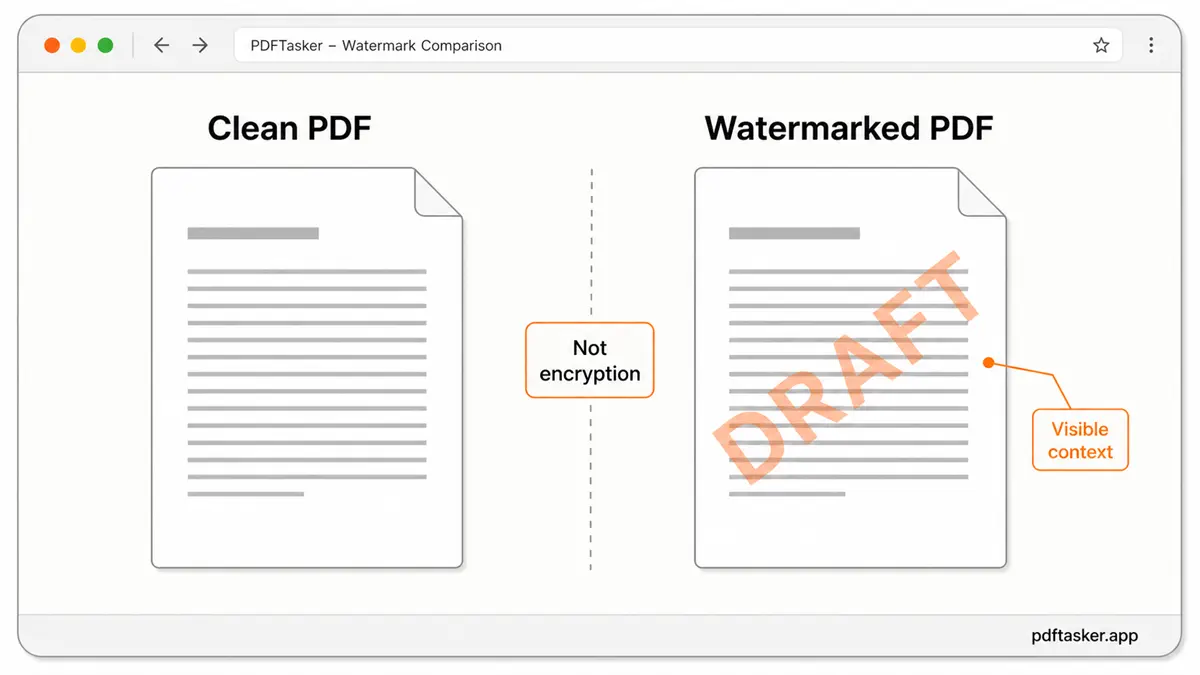 A comparison of a clean PDF page and a watermarked PDF page