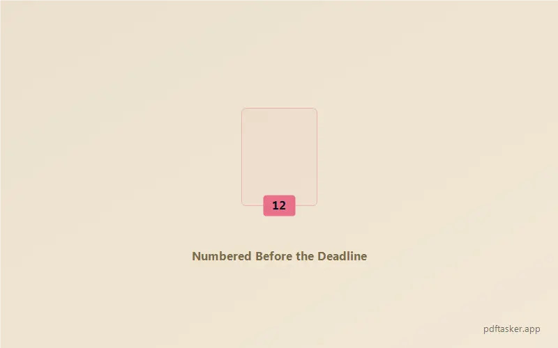 Number badge lage ek page ka chhota icon, neeche 'Numbered Before the Deadline' likha hua