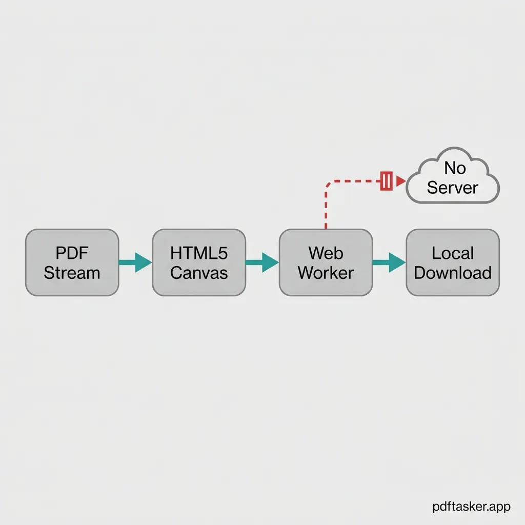 Diagram showing the step-by-step local rendering process inside the browser sandbox