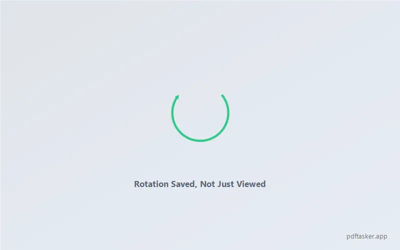 A small rotation-arrow icon illustration, captioned Rotation Saved, Not Just Viewed