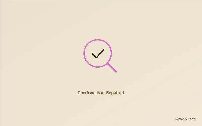 Document par checkmark aur health-check badge dikhata chhota icon illustration, saath mein 'Checked Before It's Trusted' likha hua
