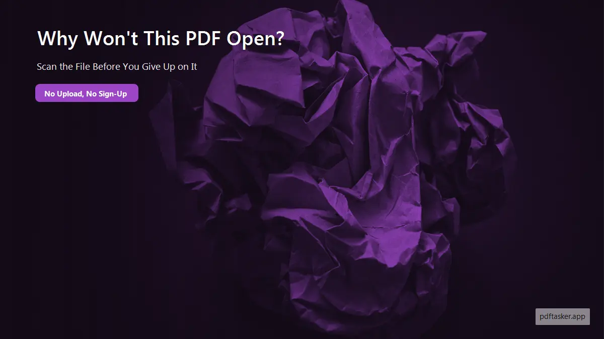 Una hoja de papel arrugada hasta formar una bola, con un tratamiento de color morado oscuro y luz lateral dramática sobre un fondo casi negro