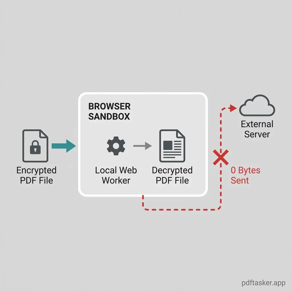 Flow diagram illustrating local decryption inside the browser sandbox