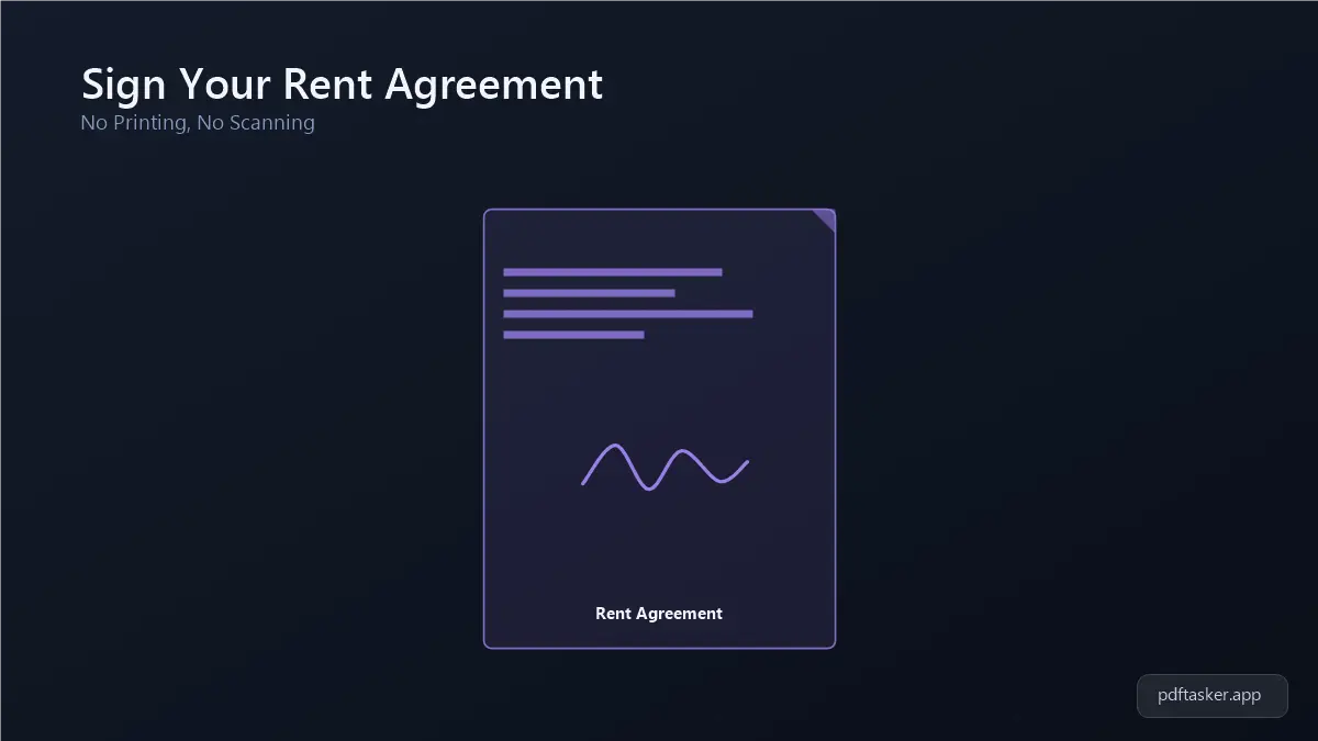 Rent agreement PDF par pen se signature draw hote hue, ek close-up illustration